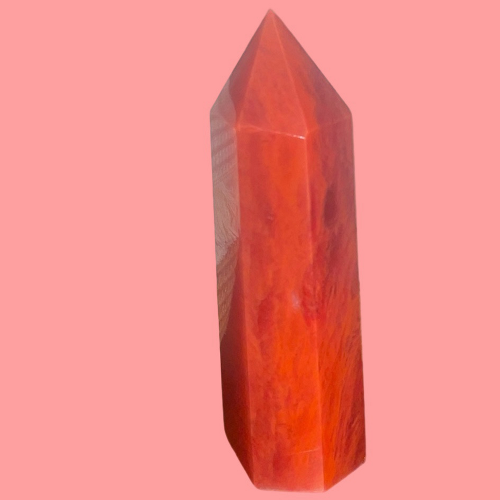 XL Red Smelting Quartz "Energy, Passion & Vitality Obelisk Point ~ 1045g ~ NWOT